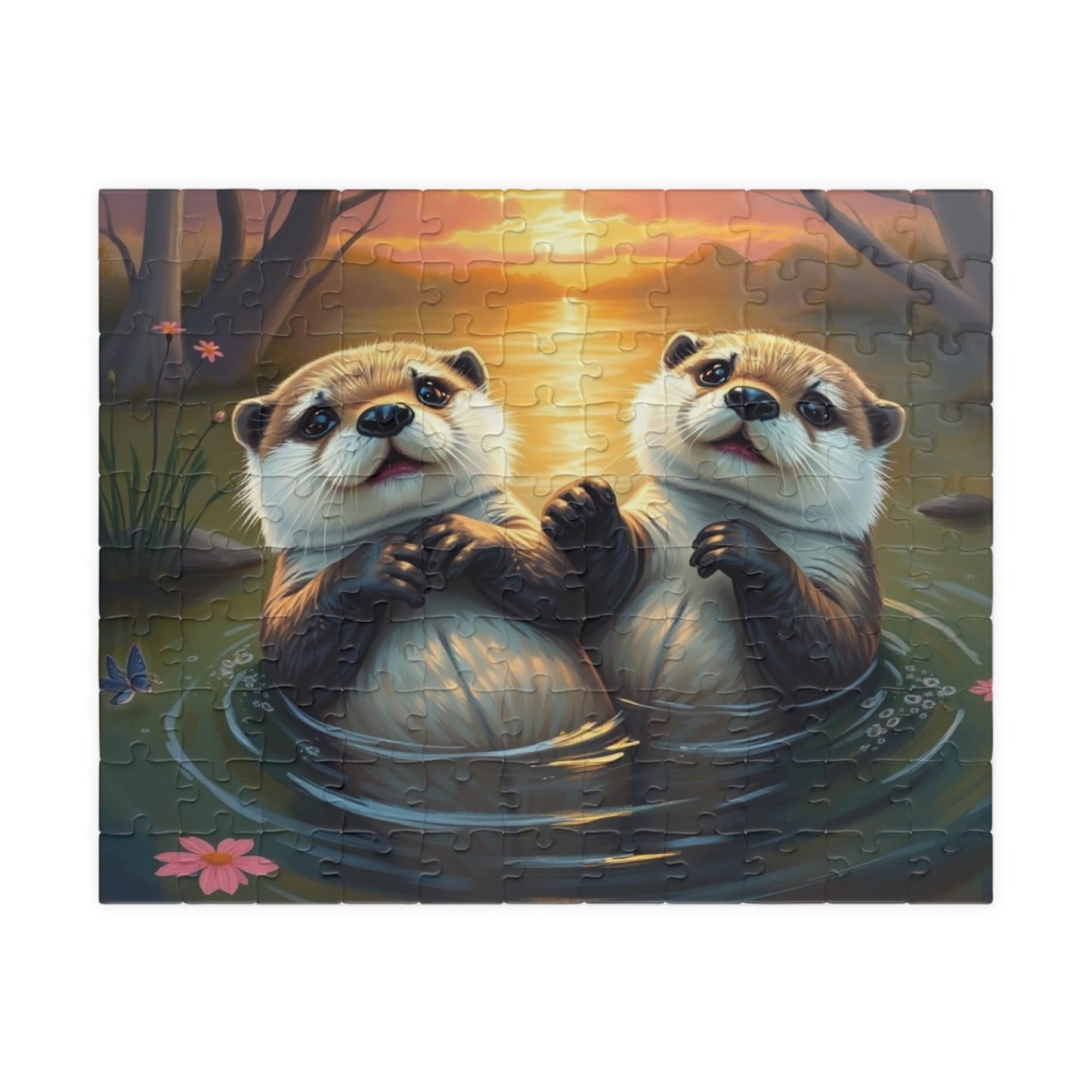 Cute Otters Jigsaw Puzzle for Families, Fun Game Night Activity, Nature Lovers Gift for Friends, Home Entertainment, Brain Teaser 110 pcs (Horizontal) Puzzle The Puzzle Chest