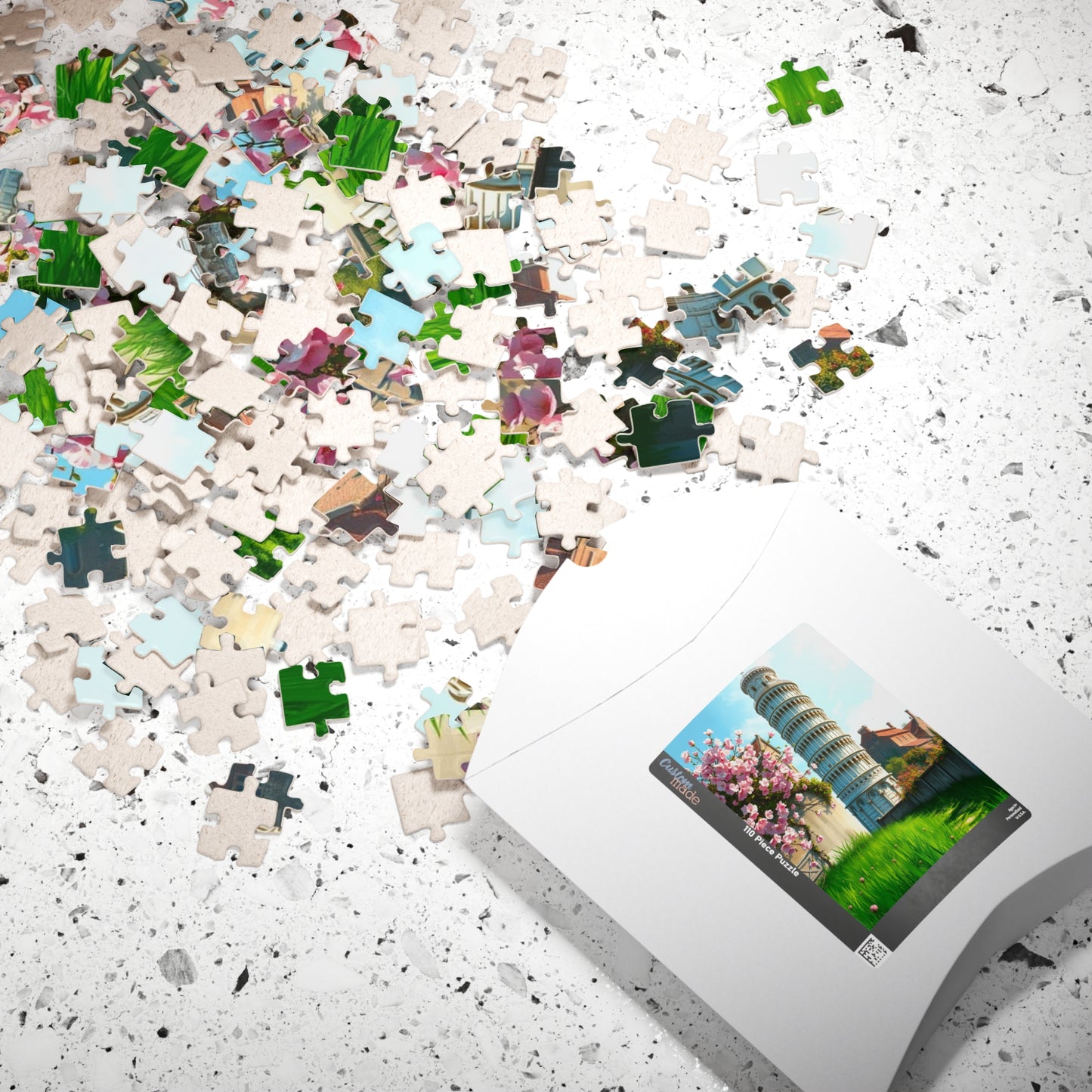 Leaning Tower of Pisa Puzzle, Famous Landmark Cherry Blossoms 110-1014 Piece Jigsaw Game, Spring Scene Tuscany Italy, Family Activity, Hobby Puzzle The Puzzle Chest