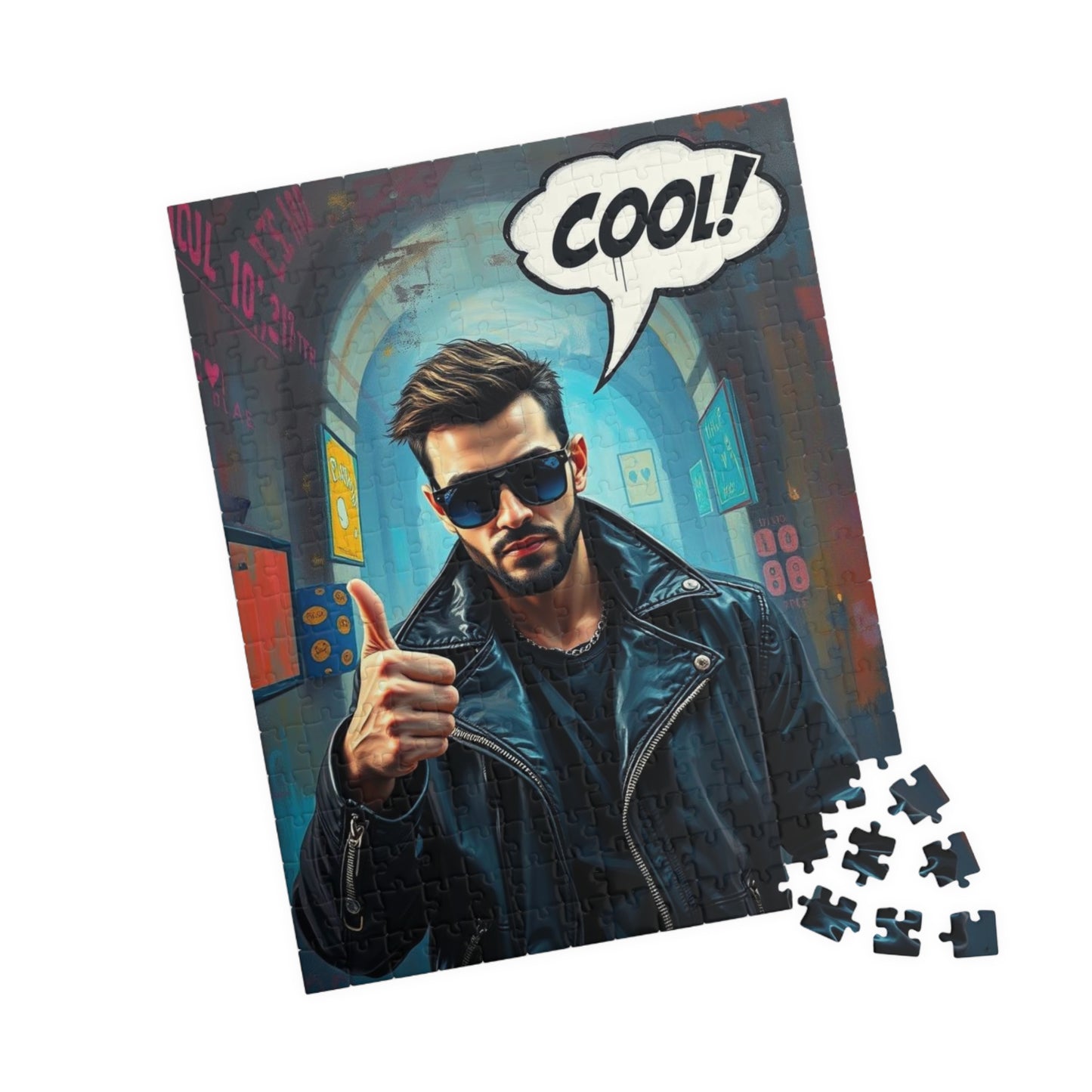 Cool Vibe Puzzle - Pop Art Jigsaw Game, Fun Gift for Friend, Family, Game Night, Unique Nostalgic Birthday/Christmas Present, Vintage Design