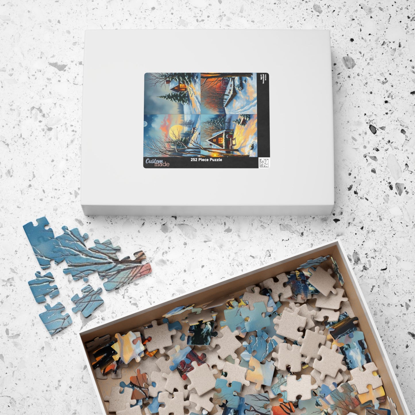 Puzzle, Winter Scene Jigsaw, Four-Quadrant Collage, 110-1014 pieces, Christmas Gift, Snowy Decor, Holiday Puzzle, Family Fun Activity, Puzzle The Puzzle Chest