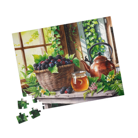 Foodie Jigsaw Puzzle, Quaint Kitchen Wild Berries and Honey 110-1014 Piece, Cabin Fever Activity, Brain Teaser, Unique Gift for Nature Lover 110 pcs (Horizontal) Puzzle The Puzzle Chest