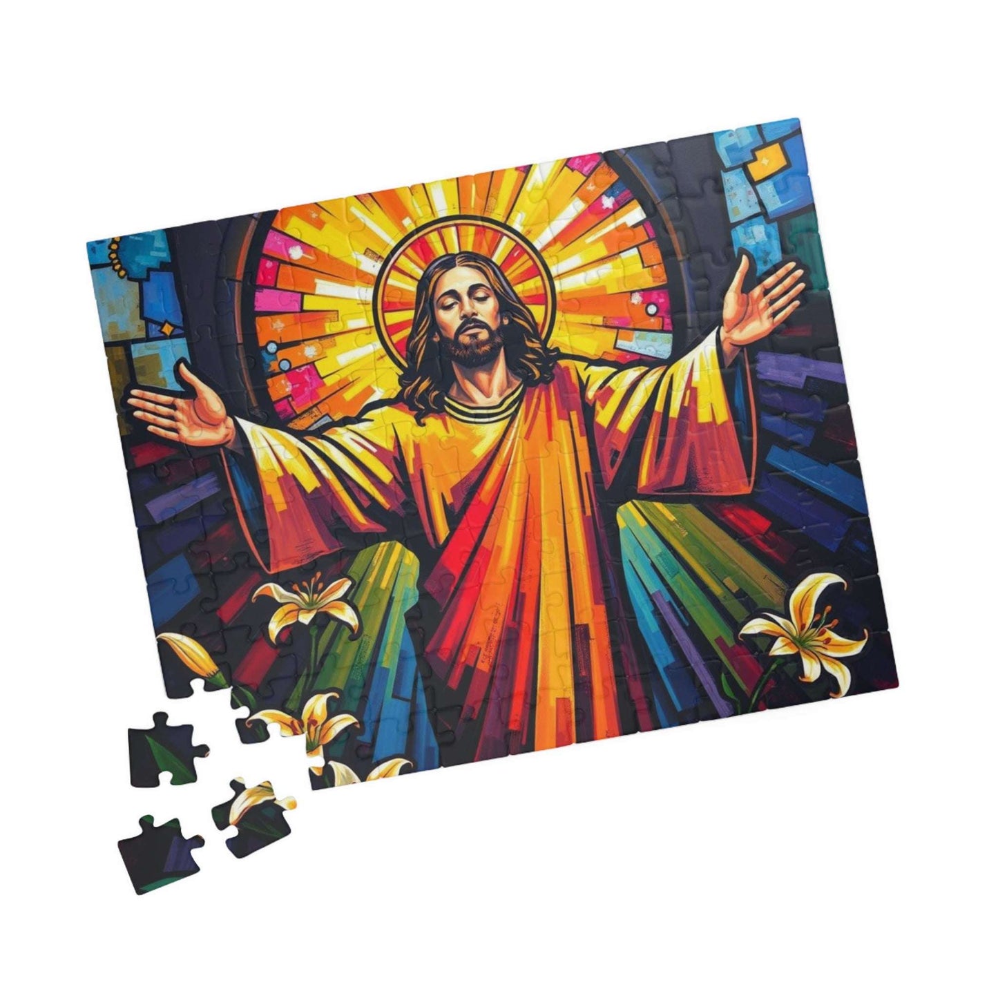 Radiant Jesus Puzzle - Colorful Religious Jigsaw, Inspirational Artwork Ideal Gift for Faith, Family Gatherings, and Spiritual Celebrations