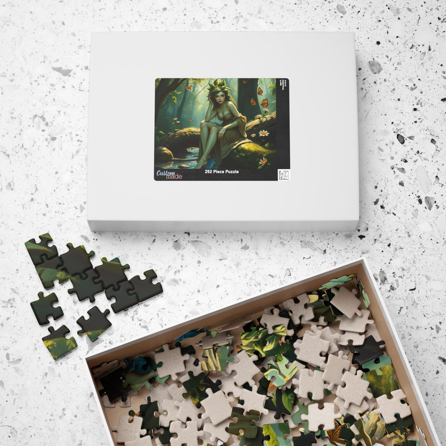 Green Skin Forest Nymph Jigsaw Puzzle, Serene Woodland Mythical Creature, Fantasy Nature Lover Gift, Mindful Family Activity, Leisure Hobby Puzzle The Puzzle Chest