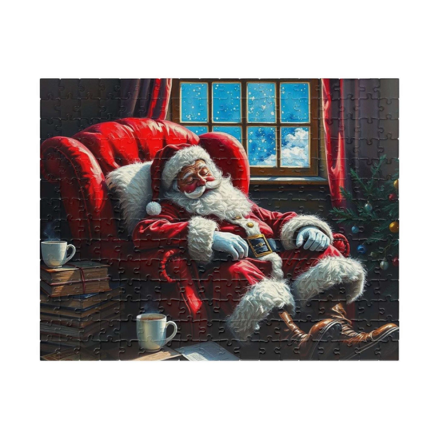Cozy Santa Jigsaw Puzzle for Adults Holiday Fun, Christmas Themed Puzzle