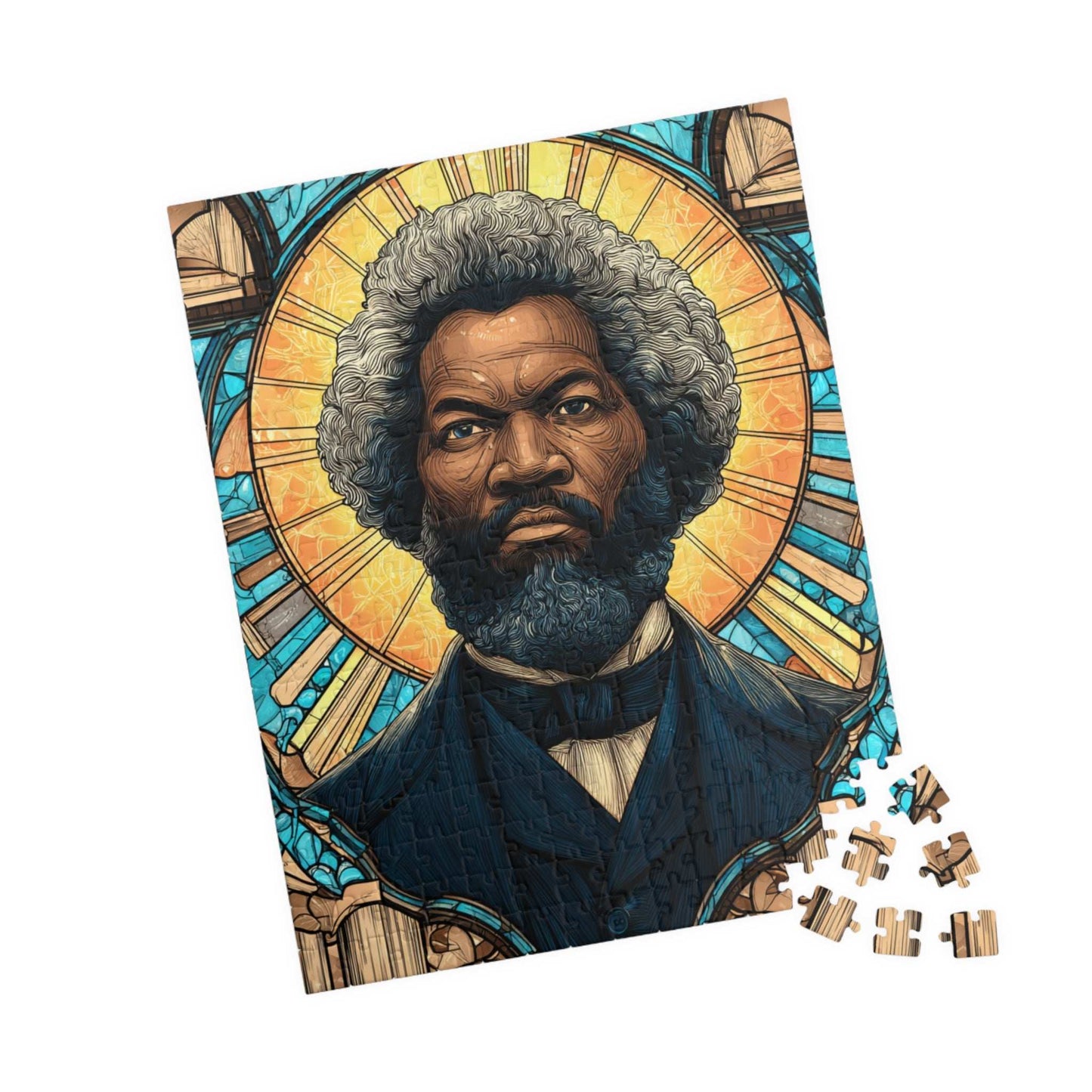Frederick Douglass Jigsaw Puzzle – Afrocentric Historical Puzzle, Stained Glass Art, Black History Puzzle, Educational Puzzle for Adults and Teens, Inspirational African American Figure 252 pcs (Vertical) Puzzle The Puzzle Chest