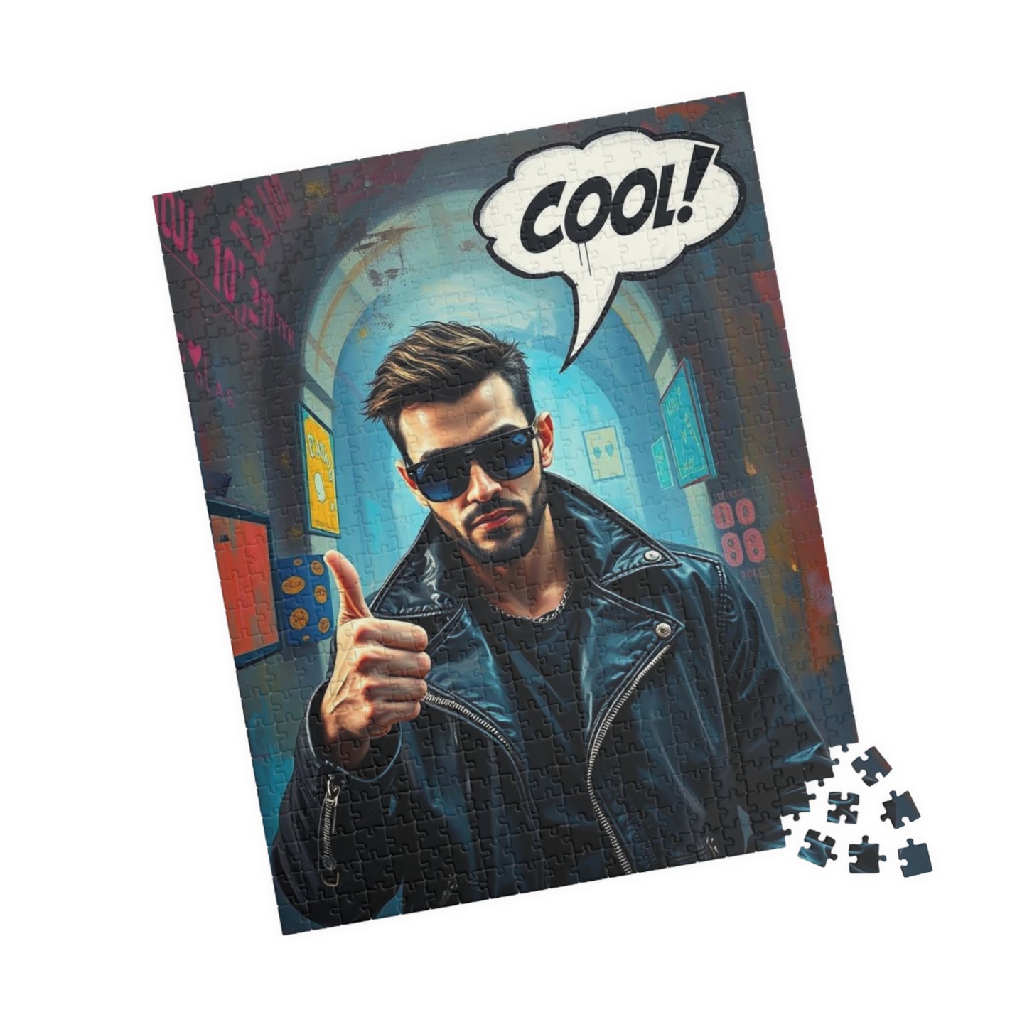 Cool Vibe Puzzle - Pop Art Jigsaw Game, Fun Gift for Friend, Family, Game Night, Unique Nostalgic Birthday/Christmas Present, Vintage Design