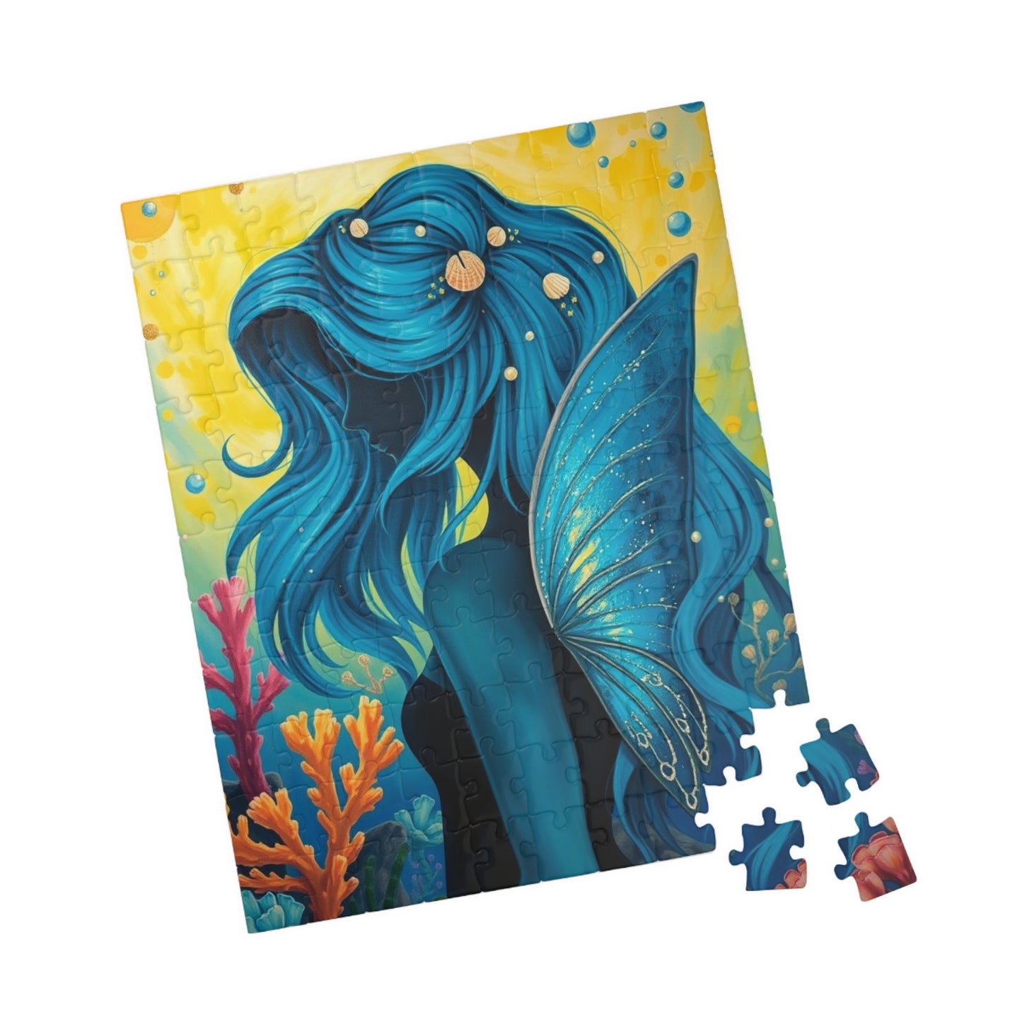 Sea Fairy Jigsaw Puzzle, Mermaid Silhouette Art Underwater Scene, Gift for Her Stress Relief Activity, Mind Challenge, Relaxation Gift Puzzle The Puzzle Chest