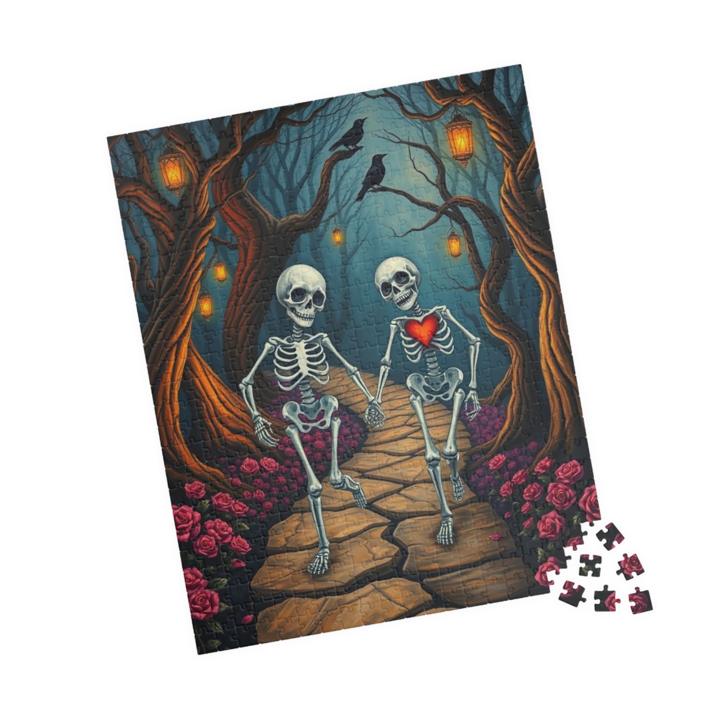 Spooky Romance Skeleton Puzzle for Adults, Perfect for Halloween Couples Night Family Fun Unique Gothic Gift for Puzzle Enthusiast