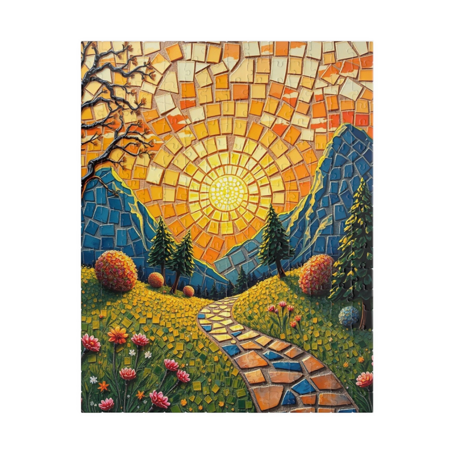 Vibrant Mosaic Landscape Puzzle, 110 to 1014 pieces, Colorful Nature Artwork, Fun Family Activity, Cozy Night In, Gift Idea, DIY Project 252 pcs (Vertical) Puzzle The Puzzle Chest