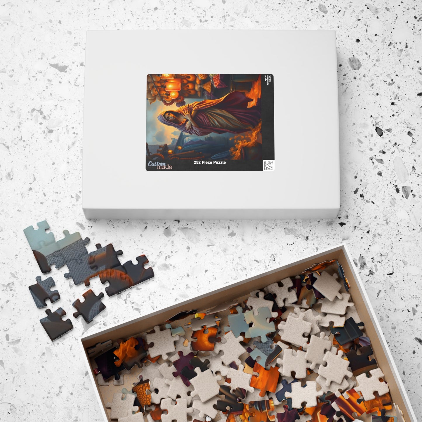 Enchanted Genie Puzzle, Market at Dusk Scene Mythical Jigsaw Game, 110 252 520 1014 Piece, Challenging Fantasy Art, Relaxing Mindful Gift