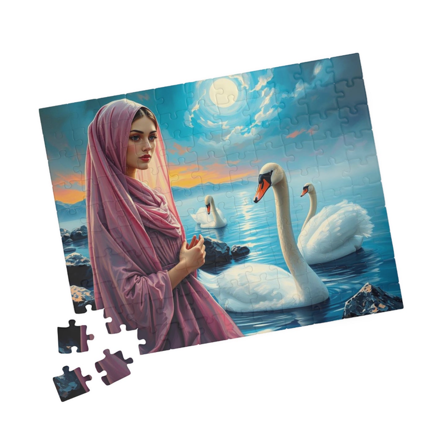 Echo of Avalon Jigsaw Puzzle, Mystic Lake with Swans Veiled Women, Dark Fantasy Puzzle, Gothic Puzzle Gift for Art Lover, Solo Fun, Game Night Puzzle The Puzzle Chest