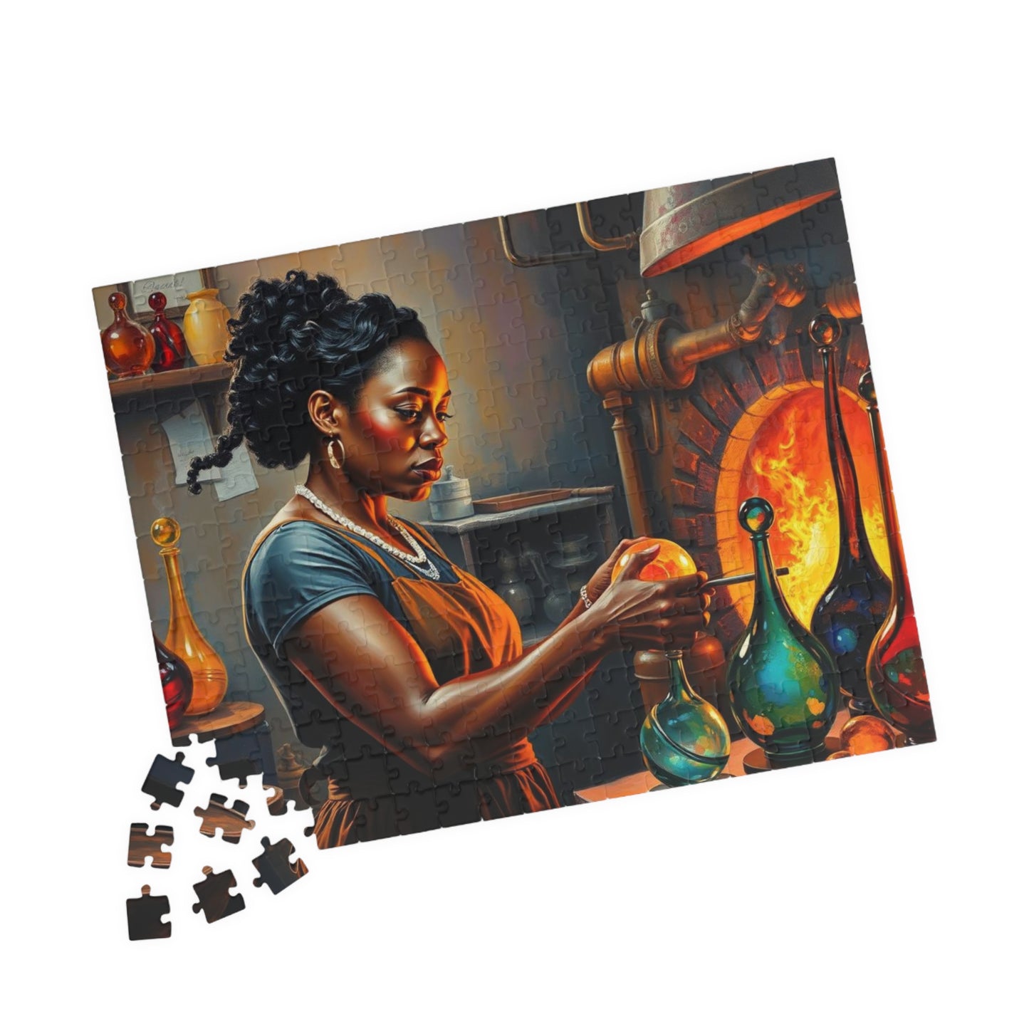 Black Woman Glassblowing Jigsaw Puzzle, African American Art, Unique Birthday Holiday Gift for Friend, Family Game Night, Creative Challenge Puzzle The Puzzle Chest