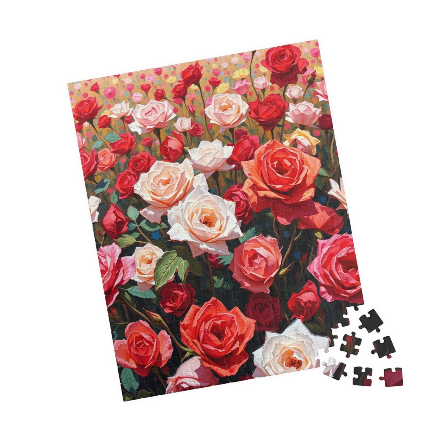Rose Field Jigsaw Puzzle, Colorful Pink and Red Flowers, Creative Hobby, Quiet Home Entertainment, Floral Design Gift for Puzzle Lover Puzzle The Puzzle Chest