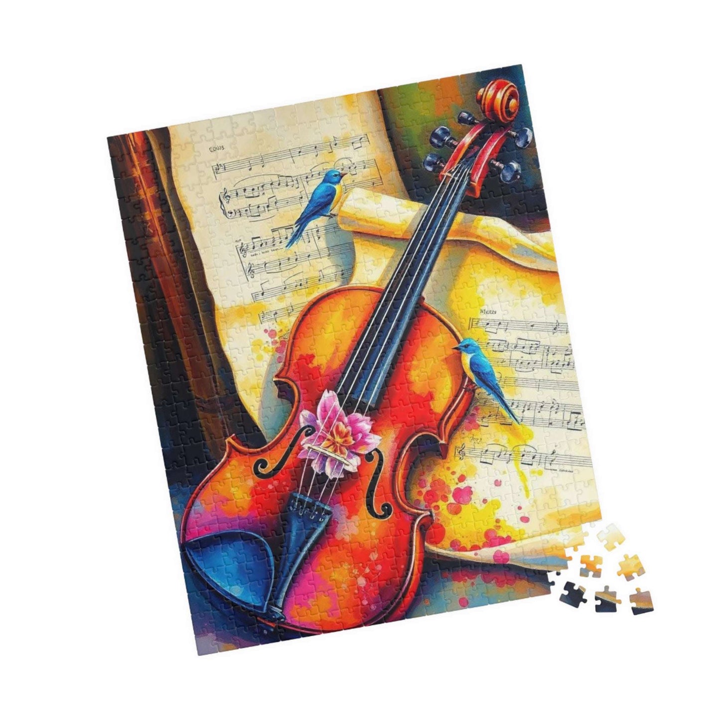 Violin Music Sheets Jigsaw Puzzle - Vintage Style Art, Gift for Musician, Music Teacher & Violin Lover, Brain Teaser, Fun Family Game Night