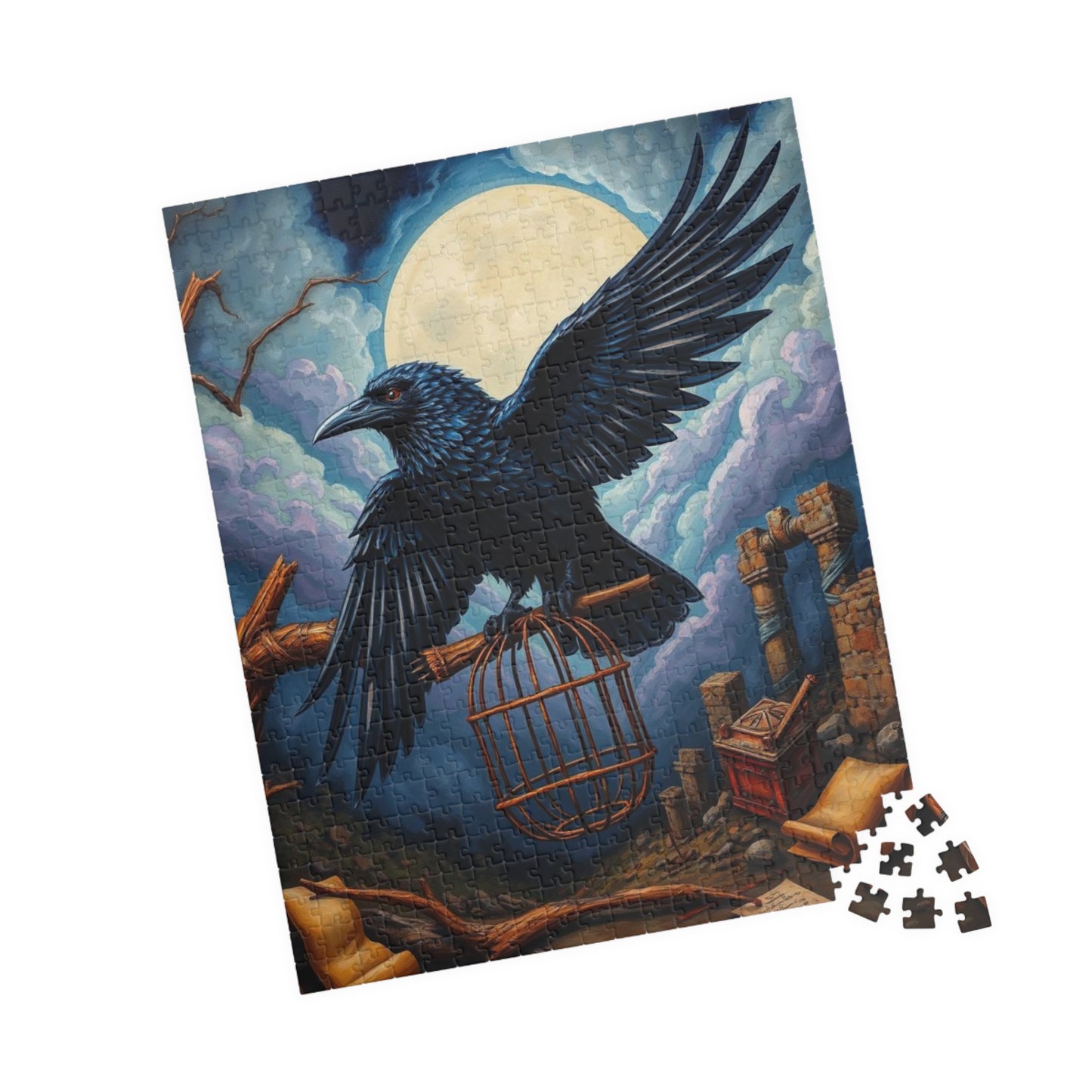 Midnight Messenger - Mystical Raven Puzzle, 110, 252, 520-piece Gothic Jigsaw Game for Family Game Night, Bird Lover Gift for Friends