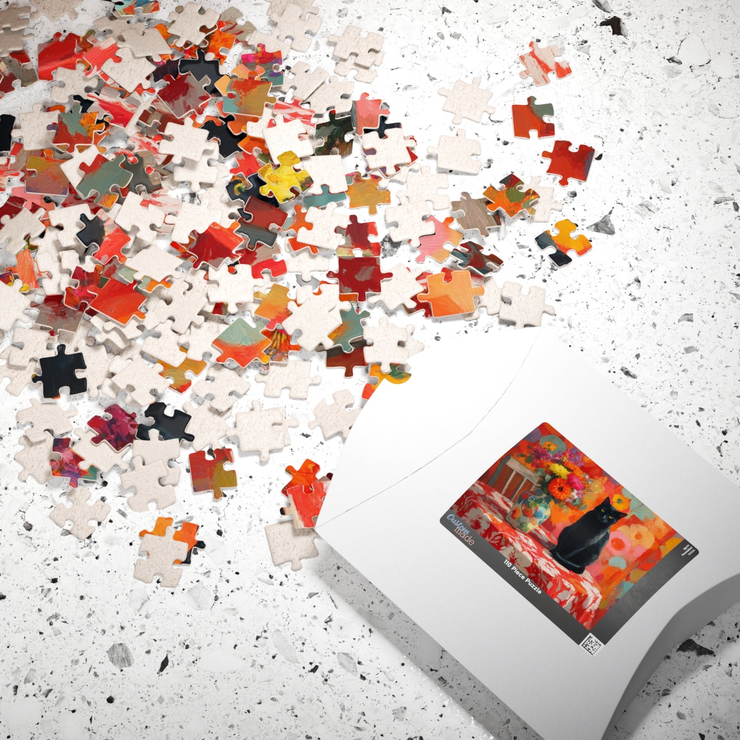 Cat and the Flowered Tablecloth – Fauvist Black Cat Jigsaw Puzzle, Animal Theme Art Puzzle, Matisse-Inspired Puzzle The Puzzle Chest