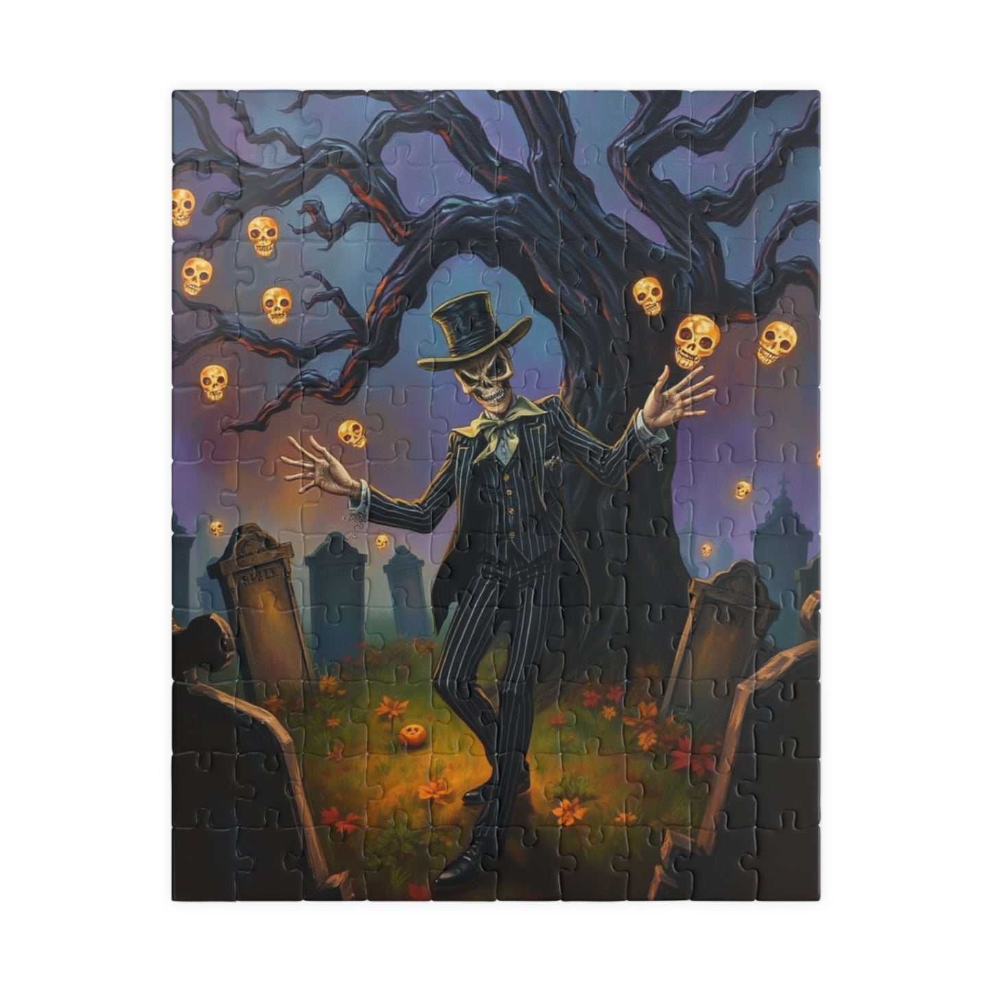 Halloween Themed Puzzle, Spooky Skeleton Design, Adult Jigsaw Game for Fall Decor, Family Game Night, Perfect for Autumn Celebrations, Gift 110 pcs (Vertical) Puzzle The Puzzle Chest
