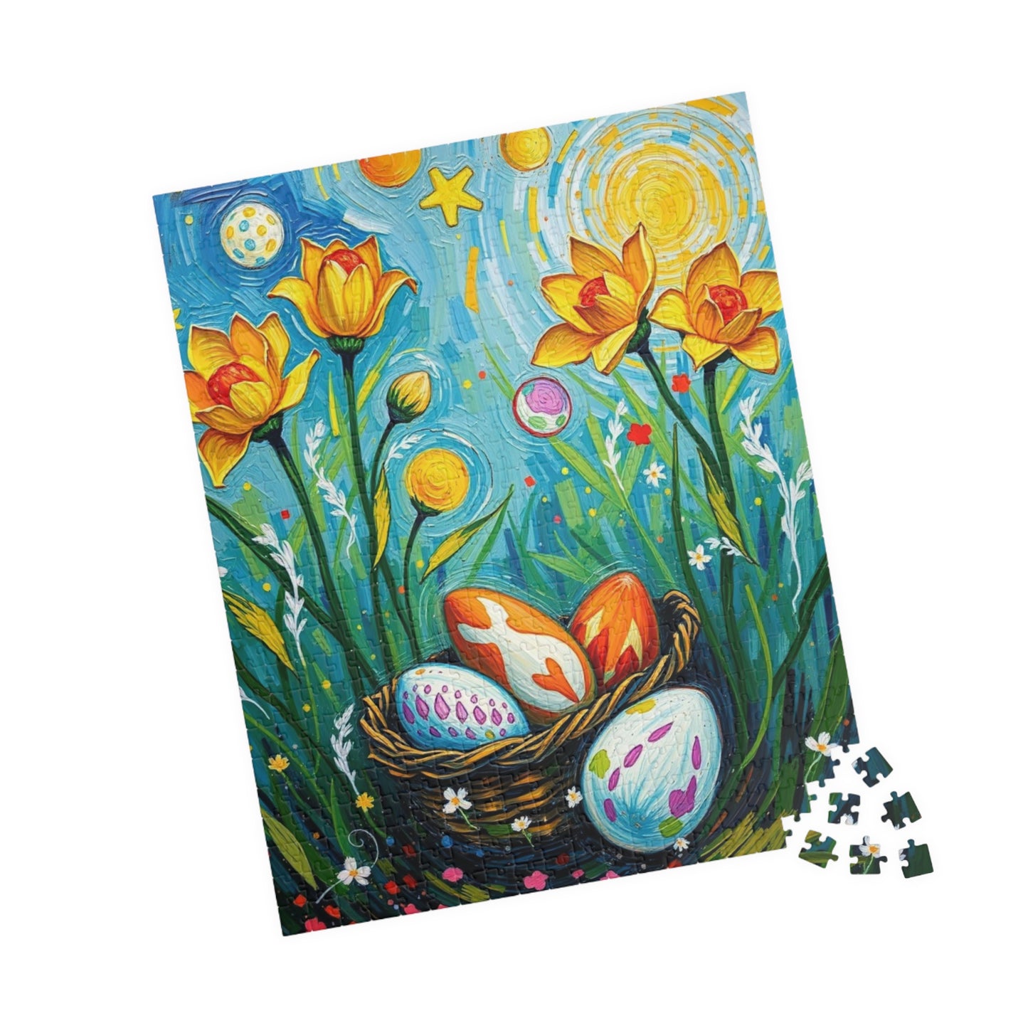 Springtime Egg Hunt Puzzle | Easter Jigsaw Game, Fun Family Activity, Flower Puzzle Artwork, Unique Gift for Adults, Seasonal Fun Puzzle The Puzzle Chest