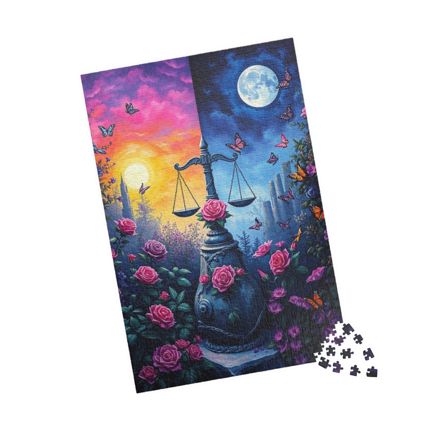 Enchanting Scales Puzzle | 110-1014 Piece Libra Zodiac Sign Jigsaw Game | Beautiful Floral Design | Perfect Gift for Friend Astrology Lover Puzzle The Puzzle Chest