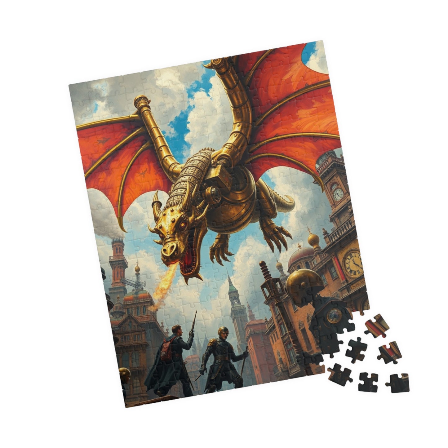 Steampunk Dragon Puzzle, Mechanical Jigsaw Game, Brass Plated Gears, Victorian Metropolis, Home Activity, Puzzle Lover Gift, Brain Teaser Puzzle The Puzzle Chest