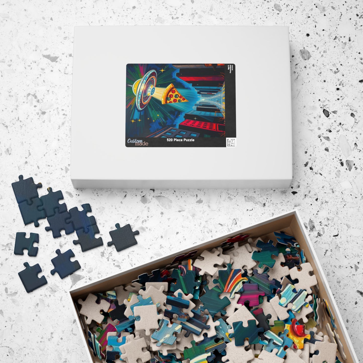 Cosmic Pizza Puzzle - Pop Art Jigsaw Game | Fun UFO Design | Unique Gift for Pizza Lovers | Family Game Night Puzzle | Mindful Brain Teaser Puzzle The Puzzle Chest