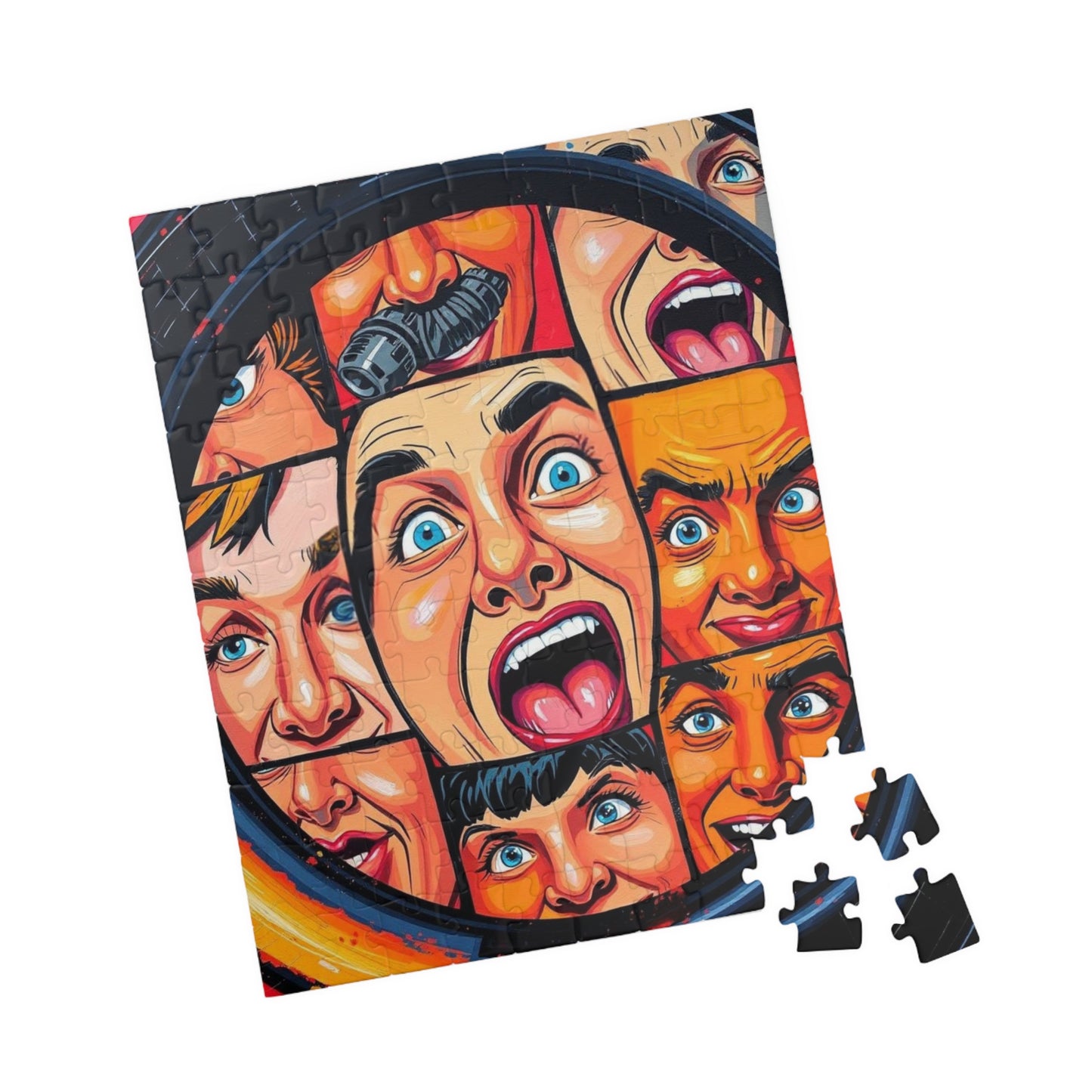 Vibrant Face Collage Puzzle, Pop Art Jigsaw Game Fun Family Activity, Unique Gift Idea for Friend, Colorful Home Entertainment, Brain Teaser Puzzle The Puzzle Chest