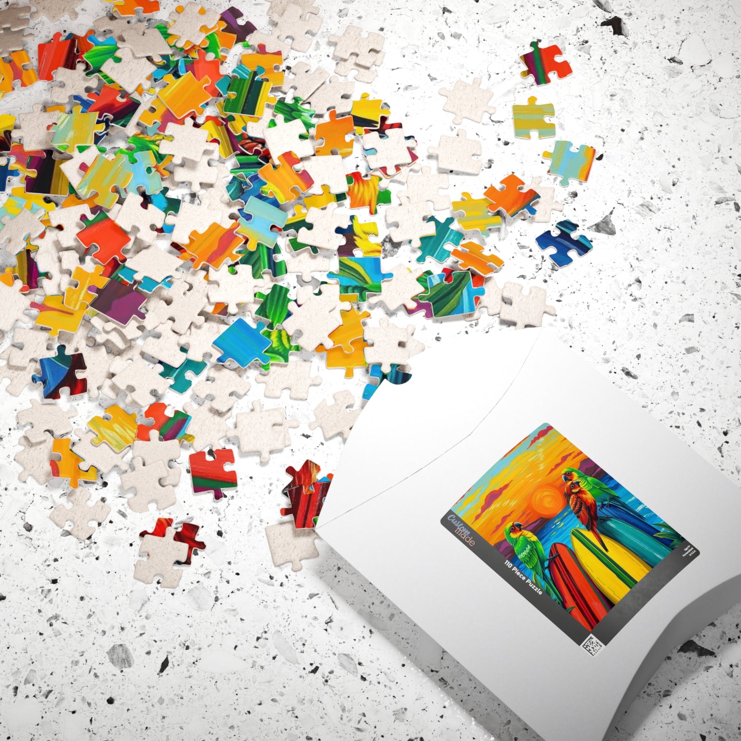 Colorful Surfing Parrots Puzzle, Vibrant Tropical Art Puzzle, Fun Family Activity, Best Gift for Nature Enthusiast, Bird Lover, Birdwatcher Puzzle The Puzzle Chest