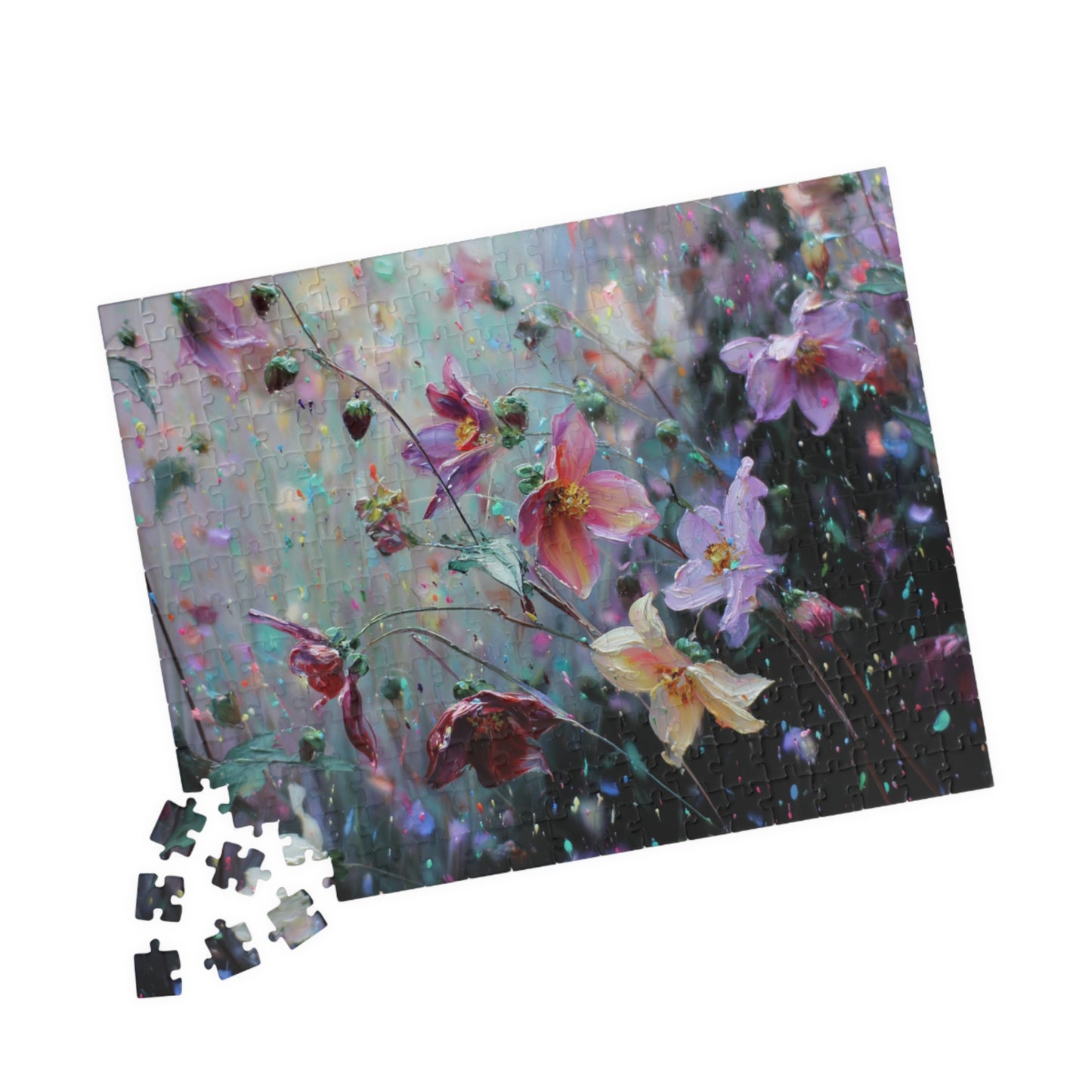 Abstract Wildflower Jigsaw Puzzle - Ethereal Garden in Motion