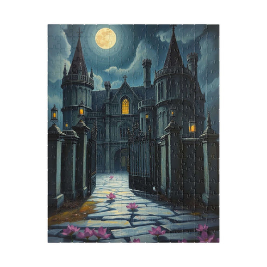 Haunting Gothic Mansion Puzzle 110, 252, 520, 1014-piece, Moonlit Abandoned House with Glowing Window, Fans of Mystical Atmospheric Art Gift Puzzle The Puzzle Chest