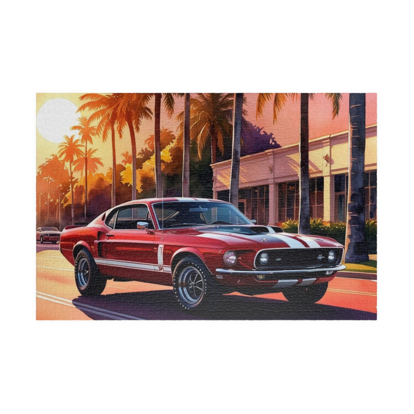 Muscle Car Jigsaw Puzzle for Adults Sunset Scene, 110-1014 Piece Vintage Style Tabletop Family Game, Puzzle Lover Retro Gift 1014 pcs (Horizontal) Puzzle The Puzzle Chest