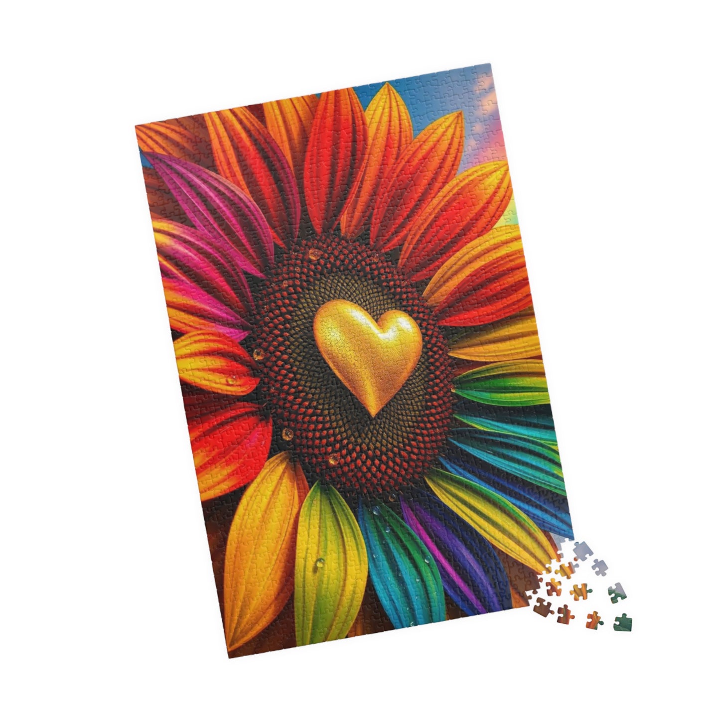 Pride in Bloom: Rainbow Sunflower Jigsaw Puzzle, LGBTQ+ Holiday Birthday Gift for Nature Lover, Family Time, and Celebrations Puzzle The Puzzle Chest