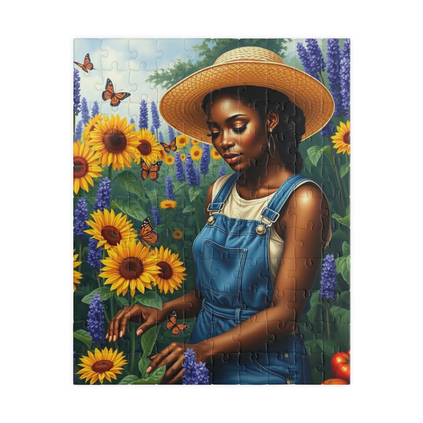 African American Woman Jigsaw Puzzle, Garden Scene 110-1014 Piece, Perfect Gift for Nature Lovers, Family Bonding Activity, Creative Hobby 110 pcs (Vertical) Puzzle The Puzzle Chest