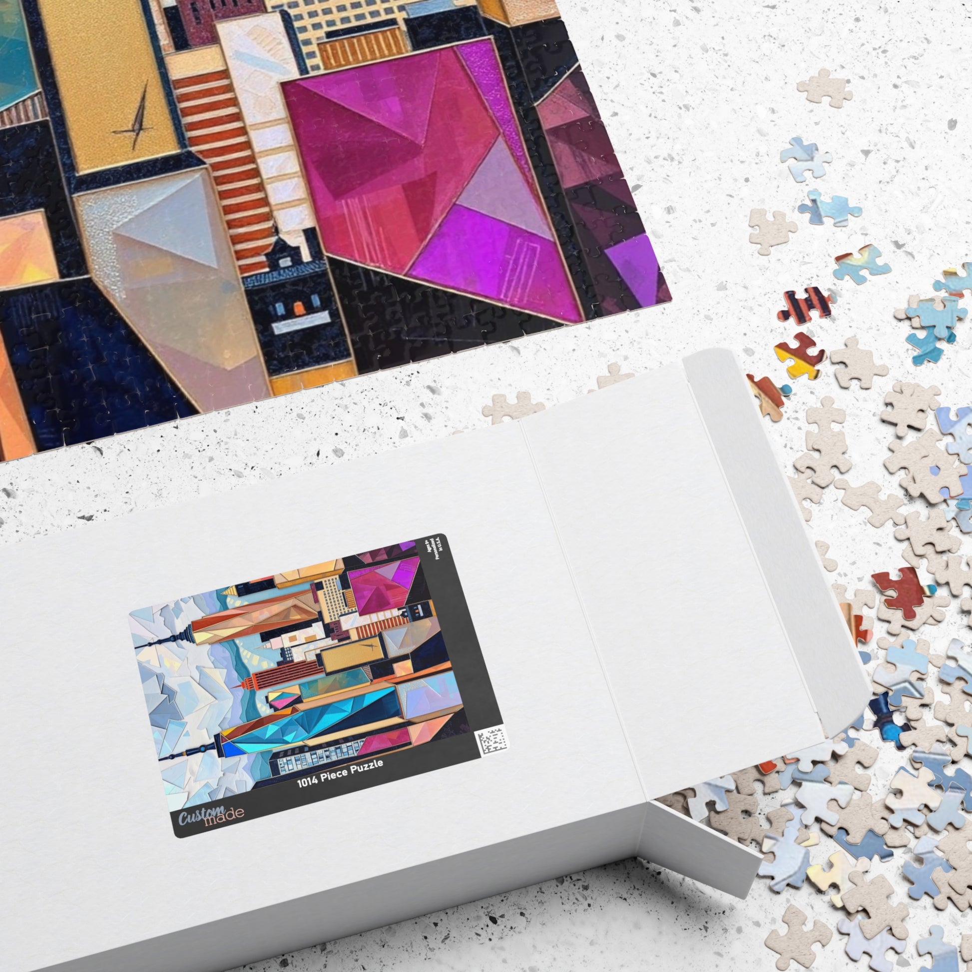 Abstract Cityscape Jigsaw Puzzle - Geometric Shapes Iridescent Colors Puzzle The Puzzle Chest