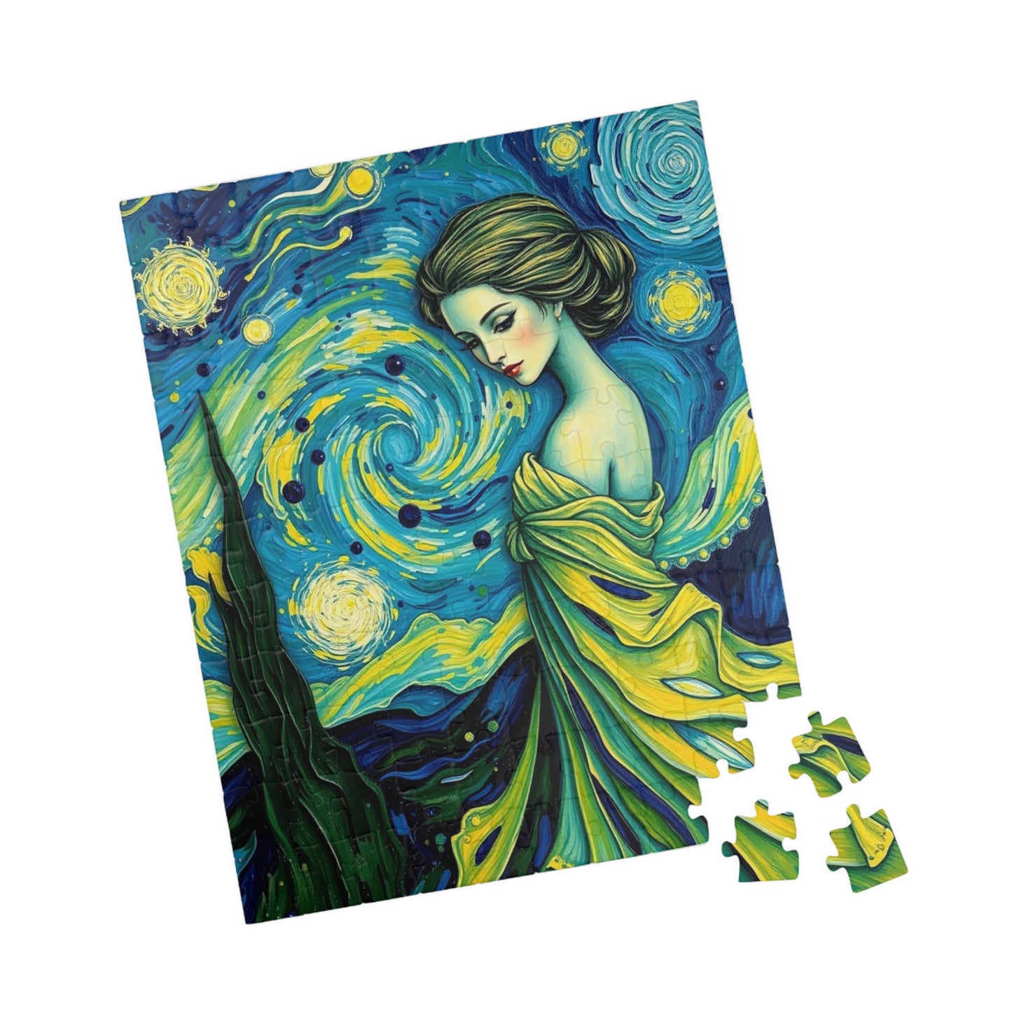 Starry Night Abstract Puzzle - Serene Woman Puzzle The Puzzle Chest