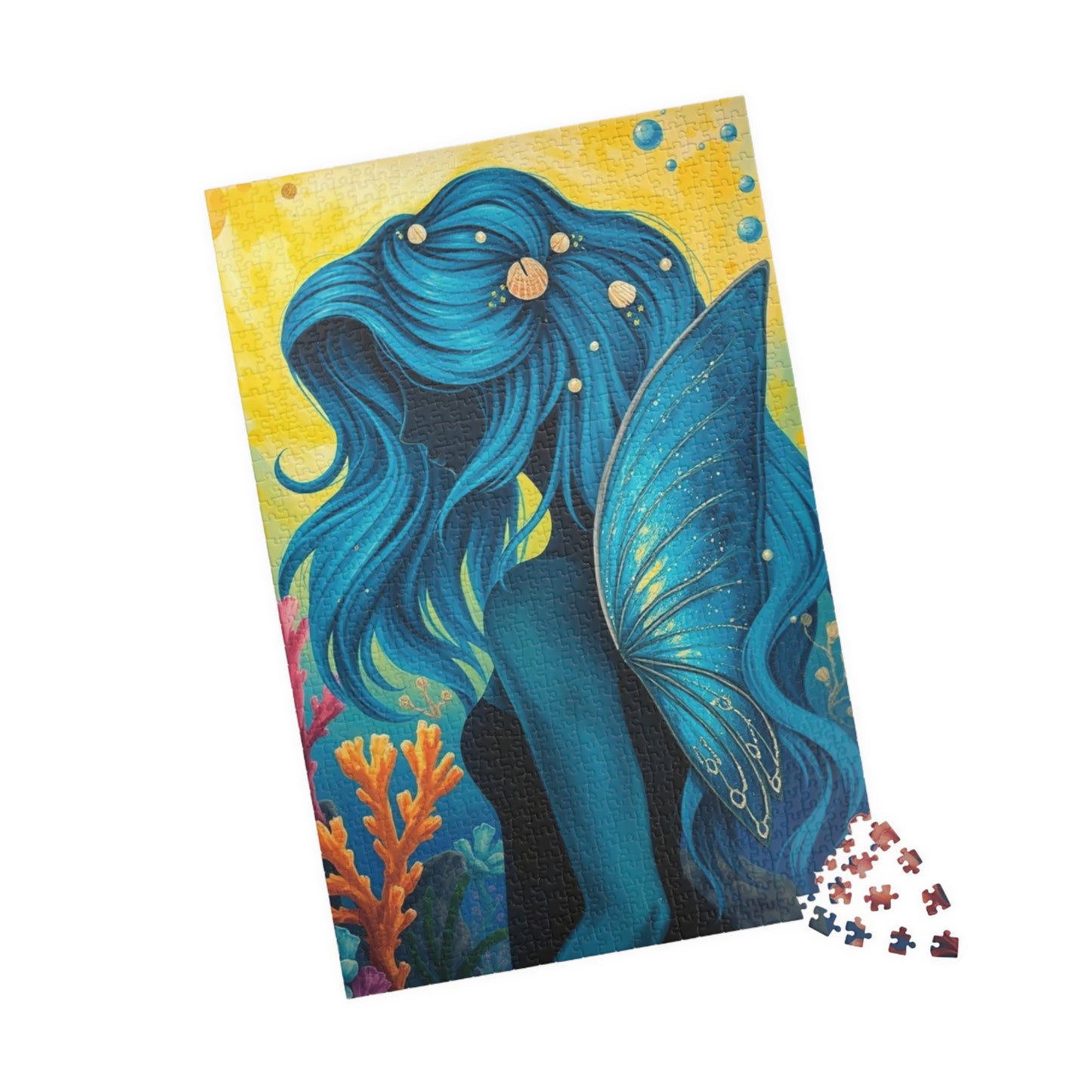 Sea Fairy Jigsaw Puzzle, Mermaid Silhouette Art Underwater Scene, Gift for Her Stress Relief Activity, Mind Challenge, Relaxation Gift Puzzle The Puzzle Chest
