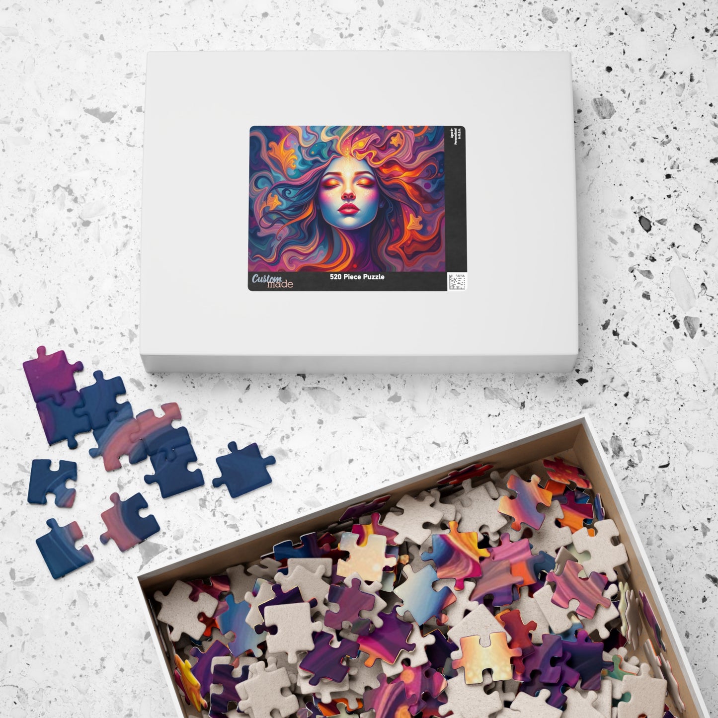 Abstract Face Jigsaw Puzzle (110-1014 Piece), Surreal Portrait of Swirling Colorful Geometric Patterns, Creative Hobby, Best Unique Gift Puzzle The Puzzle Chest