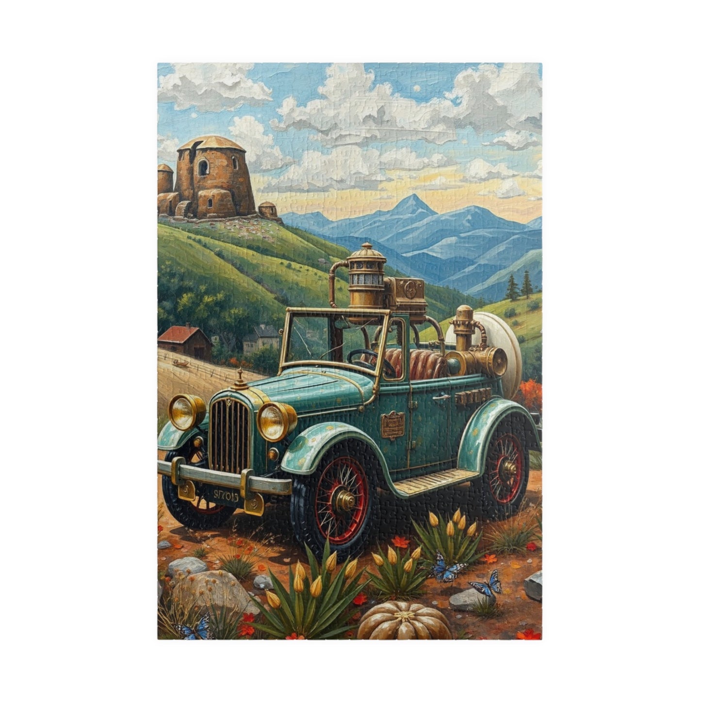 Retro Steampunk Car Puzzle 110, 252, 520, 1014-piece Jigsaw Game for Art Lovers, Family Fun, Holiday or Birthday Gift for Adults 1014 pcs (Vertical) Puzzle The Puzzle Chest