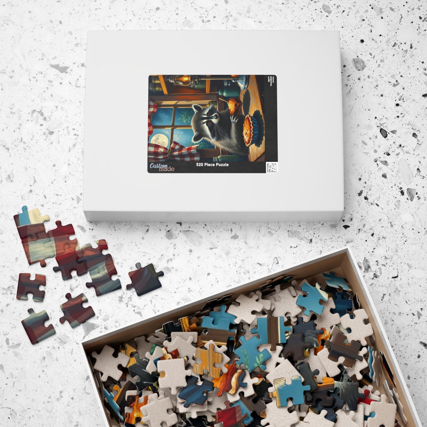 Charming Raccoon Puzzle - 110 to 1014 Pieces, Animal Stealing Pie, Cozy Home Décor, Family Fun, Gift for Nature Lovers, Indoor Activity Puzzle The Puzzle Chest