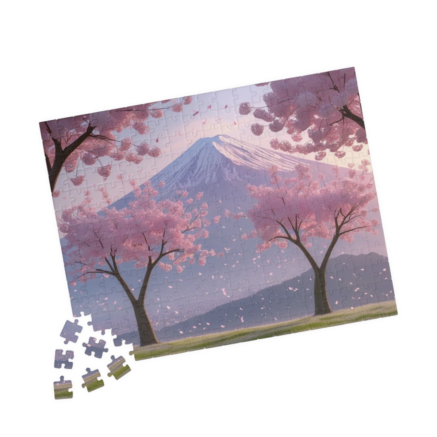 Scenic Mount Fuji Landscape Jigsaw Puzzle, Framed by Cherry Trees and Sakura Blossoms, Honshu Japan Famous Landmark, Gift for Travel Lover Puzzle The Puzzle Chest