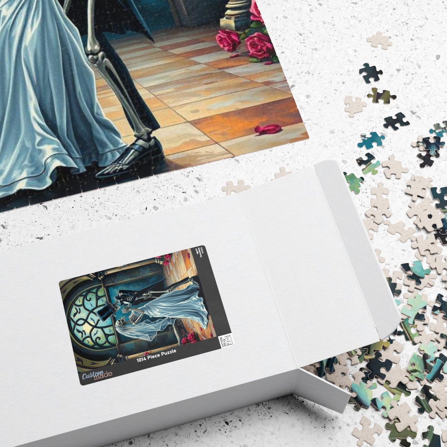 Gothic Wedding Skeleton Puzzle, Dark Fantasy Art Jigsaw Game for Lovers, Halloween Decor, Gift for Friend, Home Activity, Engaging Gift Idea