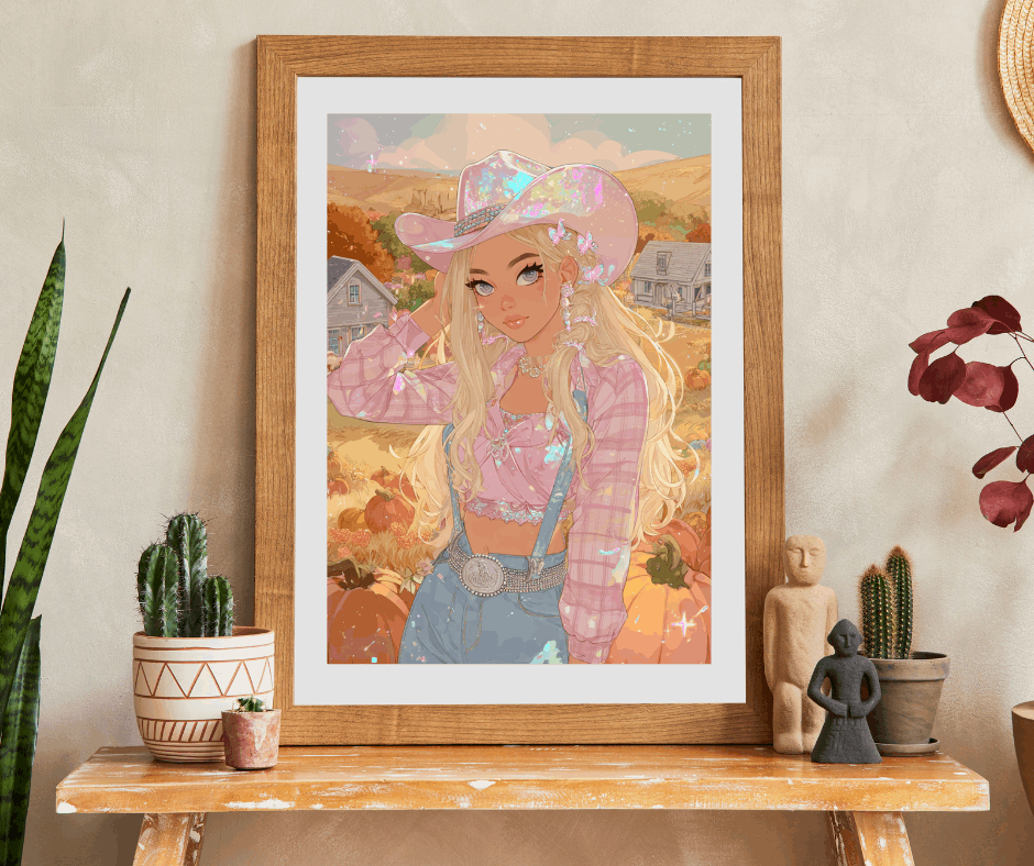 2000s Autumn Cowgirl Jigsaw Puzzle - Glittery Harvest, Retro Y2K Illustration, Holiday Birthday Gift for Puzzle Lover Puzzle The Puzzle Chest