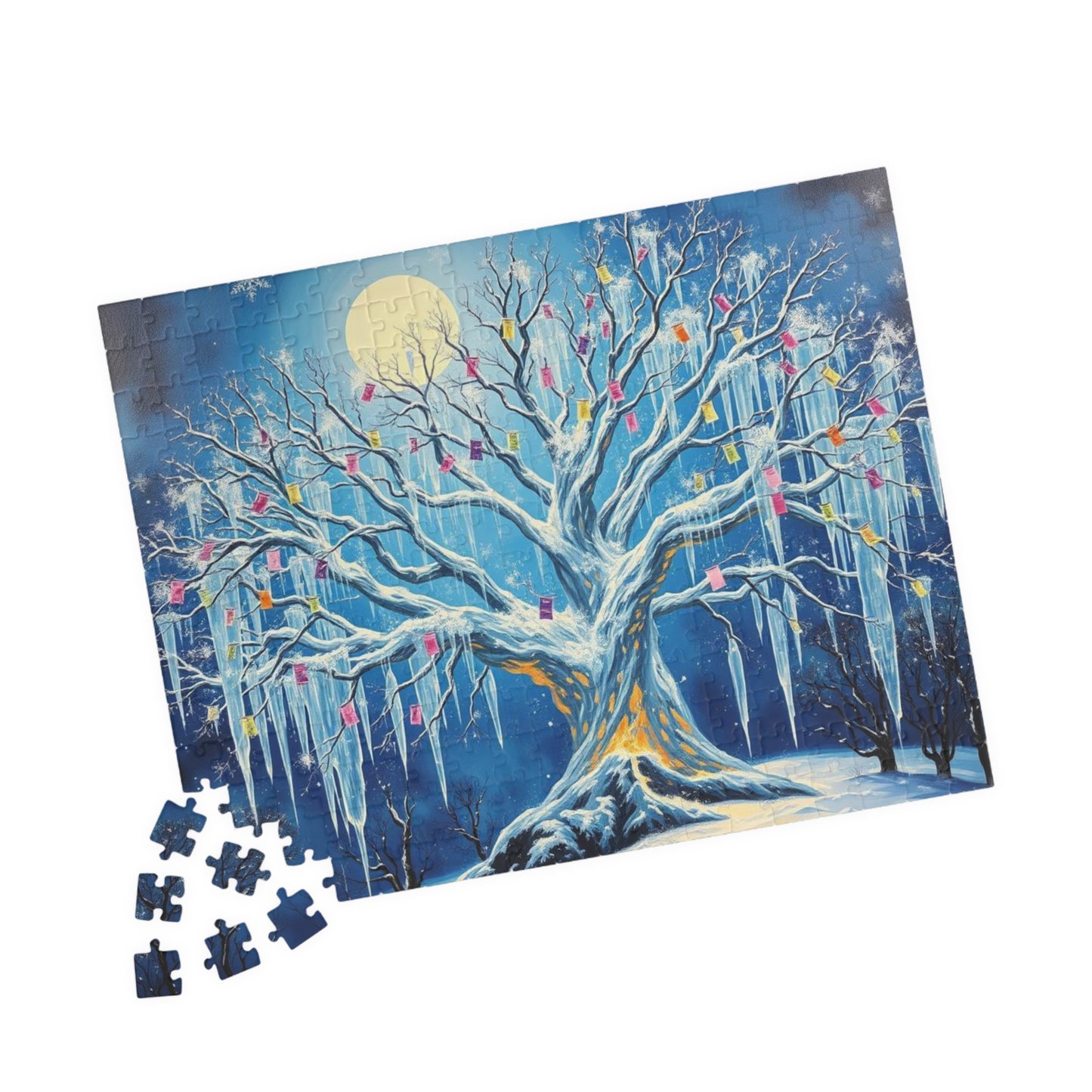Winter Tree of Wishes Jigsaw Puzzle, 110-1014 Piece Holiday Gift for Friend, Family Activity, Christmas Winter Scene Cozy Home Entertainment