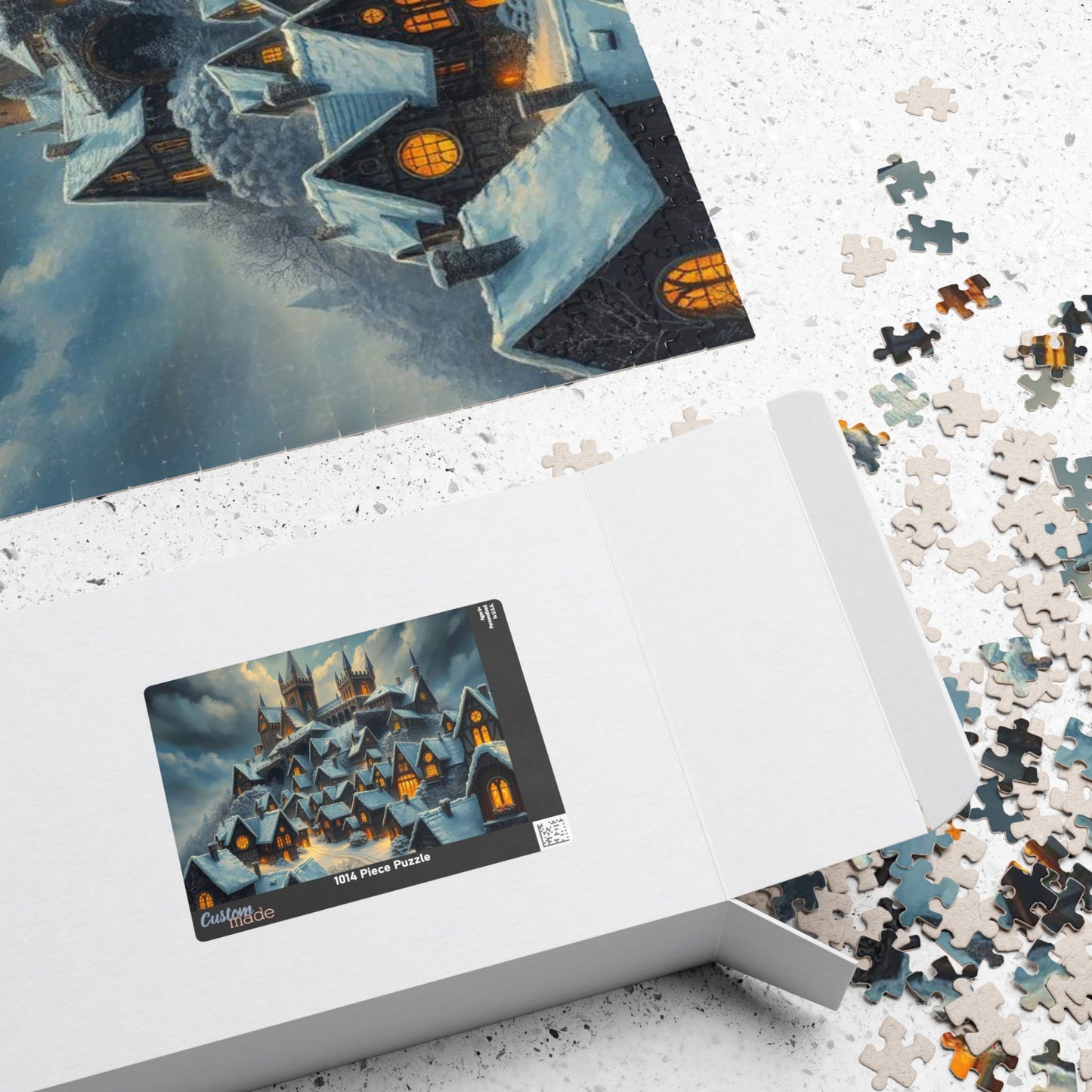 Gothic Hearths Winter Village Jigsaw Puzzle, Gothic Art Print of Enchanting Winter Castle, Puzzle Lover Gift for Dark Fantasy Enthusiasts Puzzle The Puzzle Chest