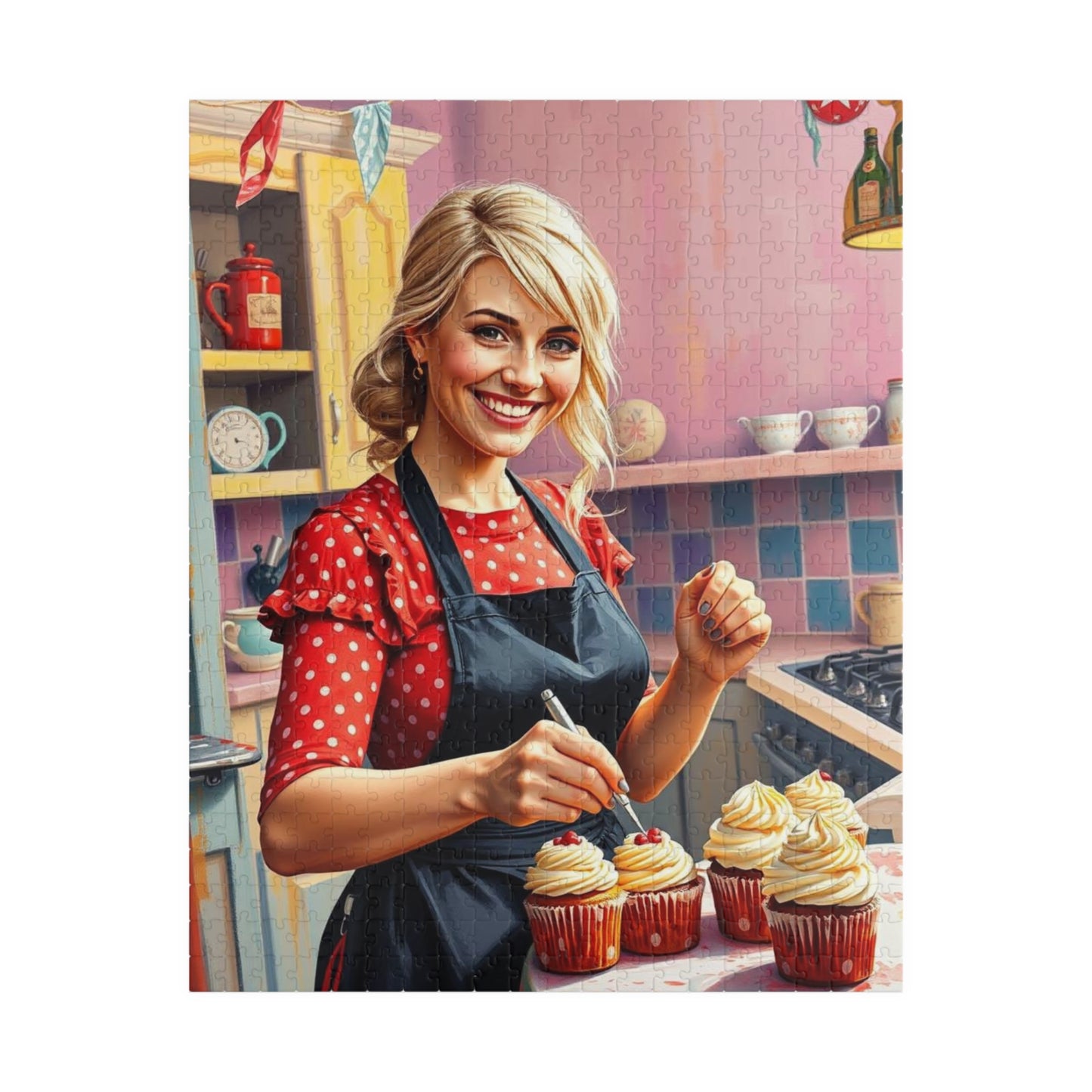 Baking Fun Jigsaw Puzzle featuring Cupcake Baker - Fun Family Game Night, Gift for Bakers, Puzzle Enthuisasts, Home Decor Kitchen Puzzle 520 pcs (Vertical) Puzzle The Puzzle Chest