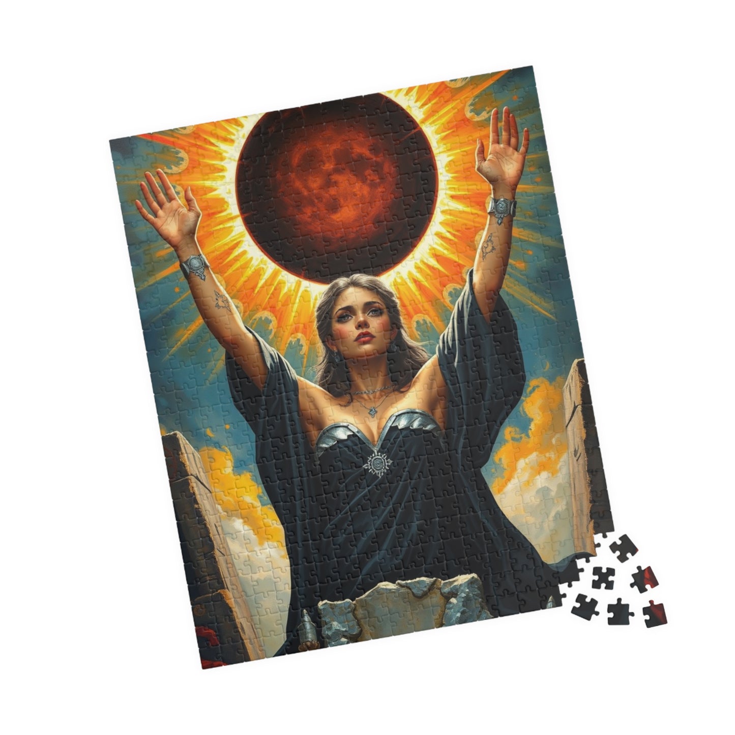 Mystical Solar Eclipse Puzzle | Powerful Sorceress Adult Jigsaw Game | Perfect for Gift, Family or Solo Fun, Nighttime Vibes, Introspection The Puzzle Chest