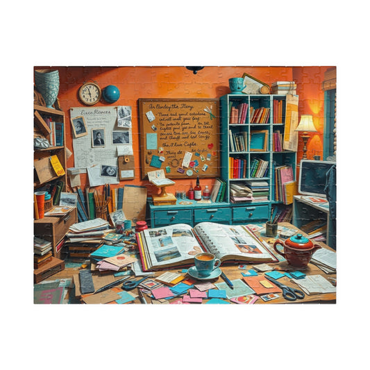 Vibrant Scrapbooking Studio Jigsaw Puzzle, Paper Crafting Table with Tools, DIY Art Scene, Hobby Gift, Puzzle Lover Art Enthusiast, Mindful 252 pcs (Horizontal) Puzzle The Puzzle Chest
