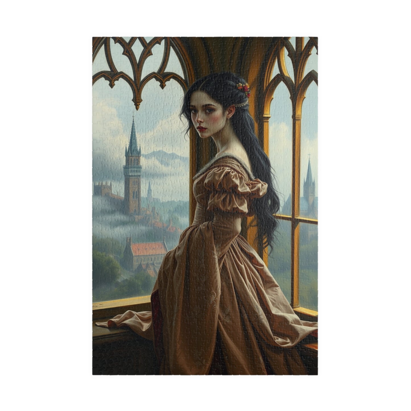 Elegant Medieval Princess Puzzle - Enchanting Castle View Scene, 110-1014 pieces, Perfect Gift for Puzzle Lovers, Cozy Evenings, Relaxation 1014 pcs (Vertical) Puzzle The Puzzle Chest