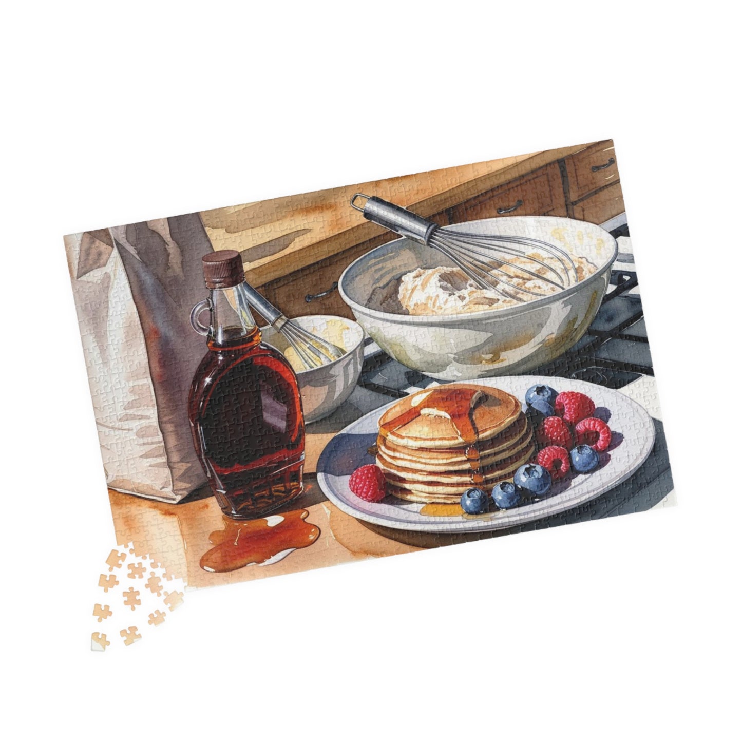 Pancake Breakfast Puzzle, Kitchen Counter Foodie Jigsaw Game, Culinary Cooking Theme, Fun Family Activity, Food Lover Gift 1014 pcs (Horizontal) Puzzle The Puzzle Chest