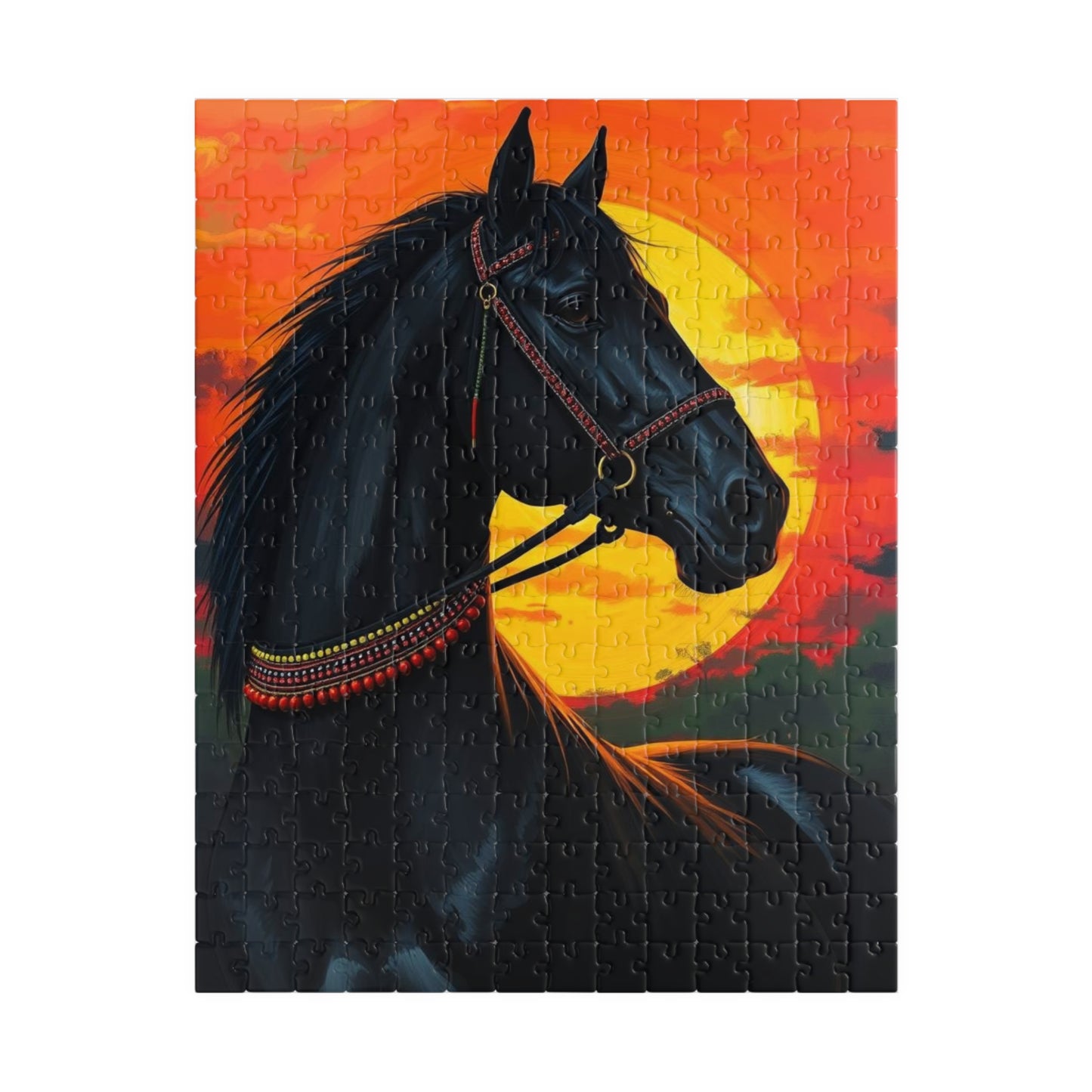 Majestic Horse Sunset Jigsaw Puzzle, Perfect Equestrian Gift for Friend Animal Lover, Family Fun Home Entertainment, Mindfulness Activity 252 pcs (Vertical) Puzzle The Puzzle Chest