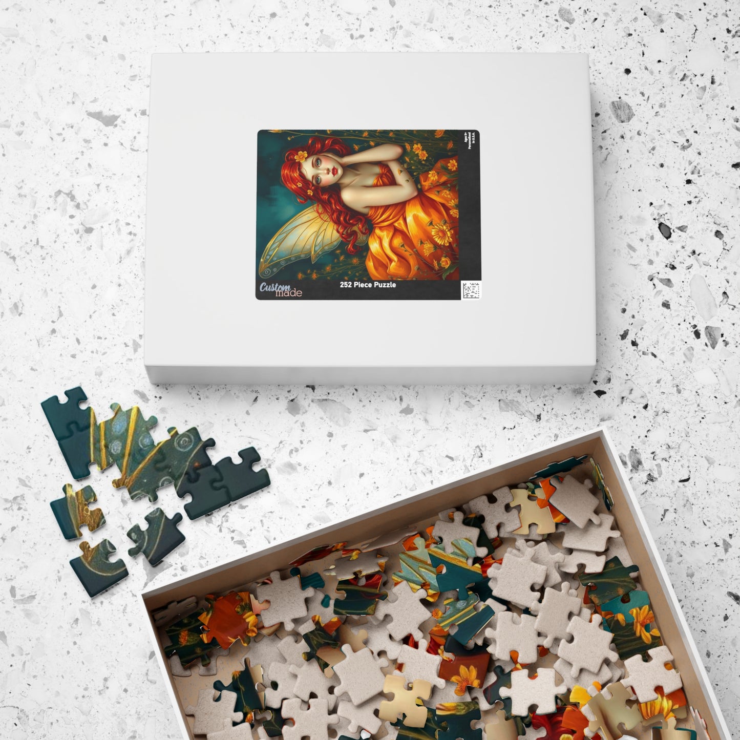 Fairy Dreamscape Jigsaw Puzzle - Red Haired Fairy in Night Wildflower Field 110-1014 Piece Mindful Gift for Family, Friend, Hospital Patient